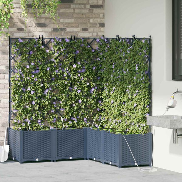 vidaXL Vaso da giardino 2 pcs Grigio 80 x 40 x 125,5 cm Acciaio
