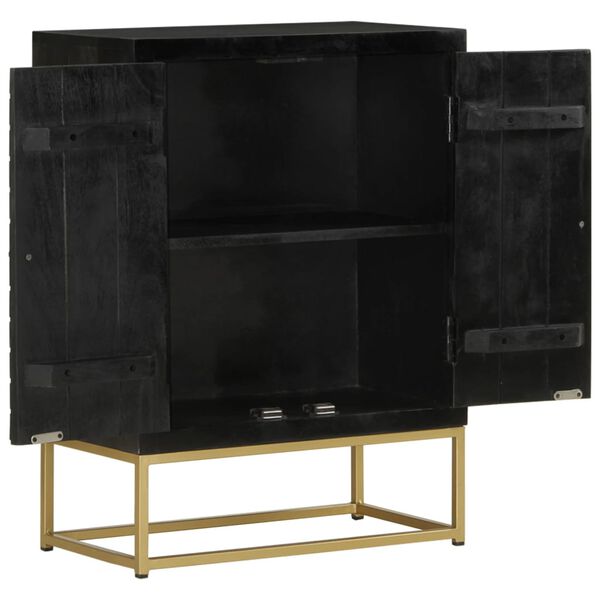 vidaXL Credenza con 2 Ante Nero e Oro 55x30x75 cm Legno Massello Mango