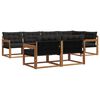 vidaXL Set di divani da esterno con cuscino 7 pcs Naturale e Nero