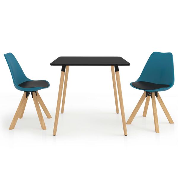 vidaXL Set da Pranzo 3 pz Nero e Turchese