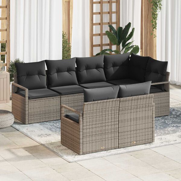 vidaXL Set di divani 7 pcs Grigio polyrattan