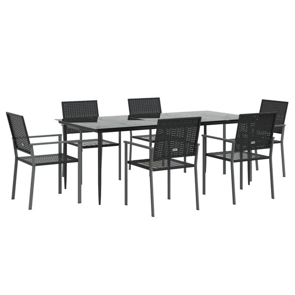 vidaXL Set da Pranzo da Giardino 7 pz in Polyrattan e Acciaio