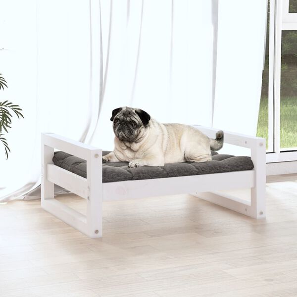 vidaXL Cuccia per Cani Bianca 65,5x50,5x28cm in Legno Massello di Pino