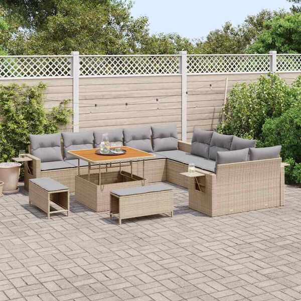 vidaXL Set Divano da Giardino 13 pcs Beige Poly Rattan