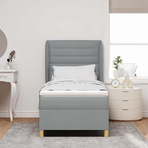 vidaXL Letto con molle e materasso Grigio Scuro 90x190 cm Tessuto