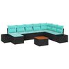 vidaXL Set Divano da Giardino 9 pz Nero polyrattan