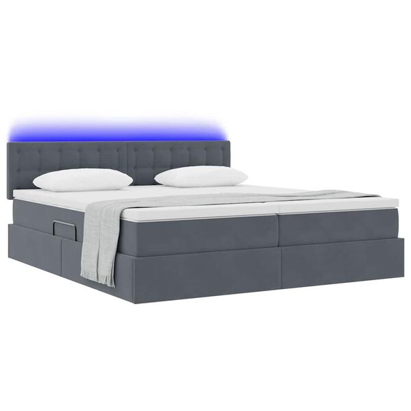 vidaXL Letto con testiera Grigio scuro 200 x 200 cm Velluto