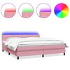 vidaXL Letto a Molle con Materasso e LED Rosa 180x220 cm in Velluto