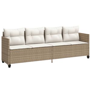 vidaXL Lettino Prendisole con Cuscini Beige in Polyrattan