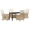 vidaXL Set da Pranzo per Giardino con cuscino 5 pcs Beige polyrattan