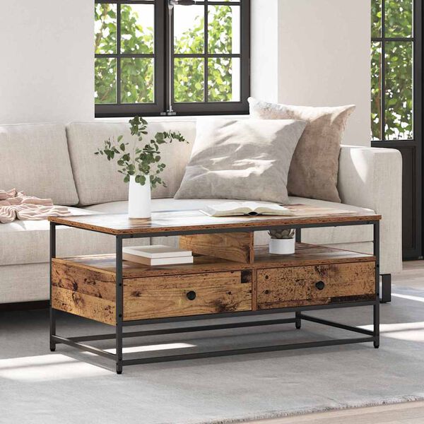 vidaXL Tavolino da salotto con cassetto Legno vecchio 100 x 51 x 45 cm