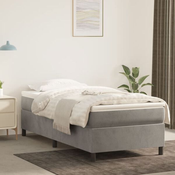vidaXL Struttura Letto a Rete a Molle Grigio Chiaro 80x200 cm Velluto