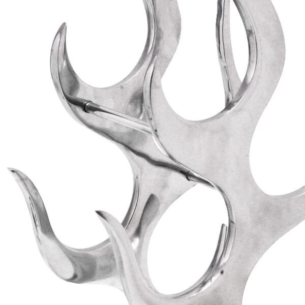 vidaXL Cremagliera a Forma di Fiamma 9 Bottiglie in Alluminio Argento
