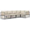 vidaXL Set Divani da Giardino 5 pz con Cuscini Antracite in Polyrattan