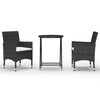 vidaXL Set da Bistrot per Giardino 3 pz in Polyrattan e Vetro Nero