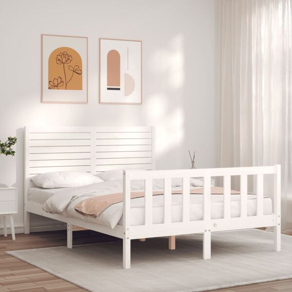 vidaXL Letto senza Materasso Bianco 140x190 cm Legno Massello di Pino