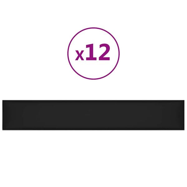 vidaXL Pannelli Murali 12 pz Neri 90x15 cm in Similpelle 1,62 m&sup2;