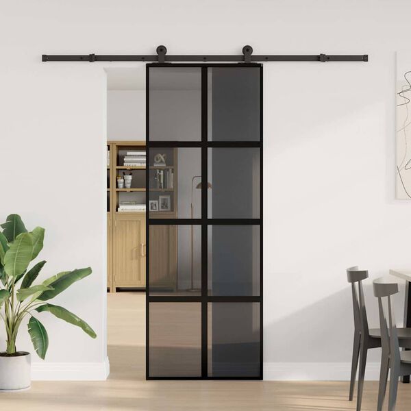 vidaXL Porta Scorrevole Ferramenta 76x205 cm Vetro Temperato Alluminio