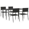 vidaXL Set da Pranzo da Giardino 5 pz Nero in Polyrattan