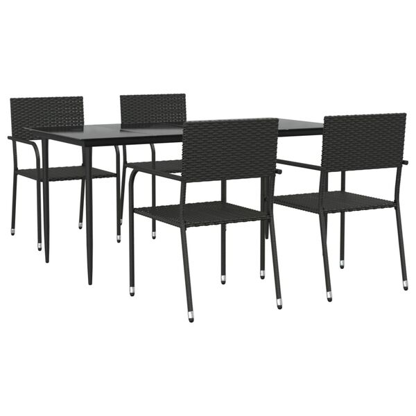 vidaXL Set da Pranzo da Giardino 5 pz Nero in Polyrattan