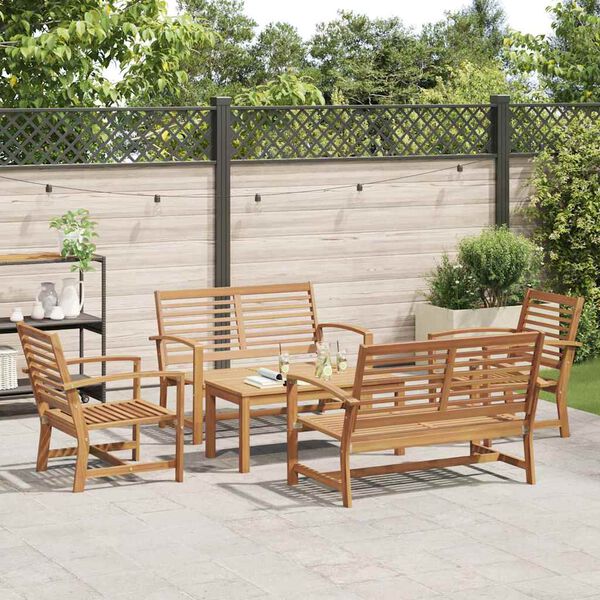 vidaXL Set Divano da Giardino Naturale Legno massello di teak