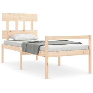 vidaXL Letto per Anziani con Testiera Single in Legno Massello