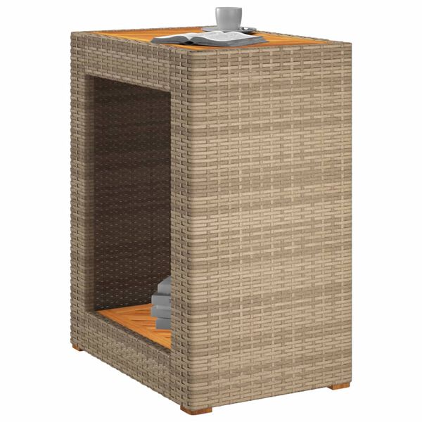 vidaXL Tavolino da Giardino Piano Legno Beige 60x40x75 cm Polyrattan