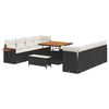 vidaXL Set Divano da Giardino 11 pcs Nero polyrattan