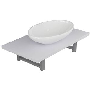 vidaXL Set Mobili da Bagno 2 pz Ceramica Bianco