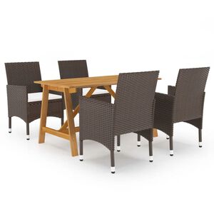 vidaXL Set Mobili da Pranzo per Giardino 5 pz Marrone