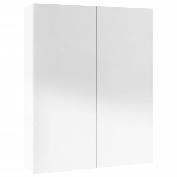 vidaXL Armadietto a Specchio per Bagno 60x15x75 cm MDF Bianco Lucido