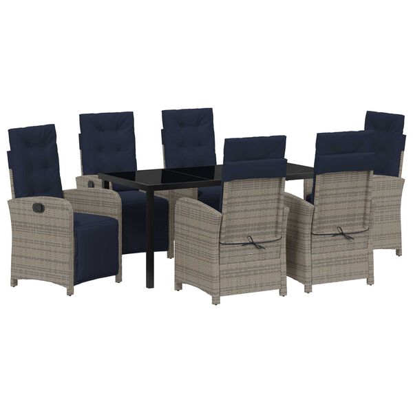 vidaXL Set da Pranzo per Giardino con cuscino 7 pcs Grigio polyrattan