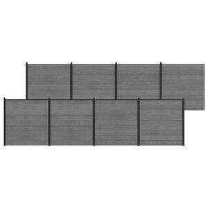 vidaXL Set di Recinzione 1391 x 186 cm WPC e Alluminio Grigio