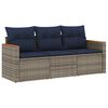 vidaXL Set Divani da Giardino 3 pz con Cuscini Grigio in Polyrattan