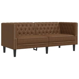 vidaXL Divano Chesterfield a 2 Posti Marrone in Similpelle Scamosciata