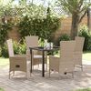 vidaXL Set da Pranzo per Giardino con cuscino 5 pcs Beige polyrattan