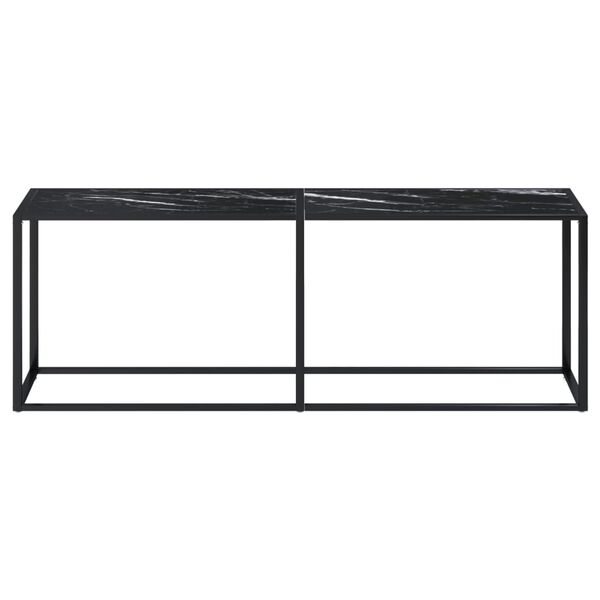 vidaXL Tavolo Consolle Marmo Nero 220x35x75,5 cm in Vetro Temperato