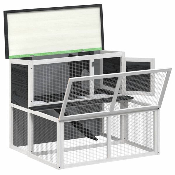 vidaXL Conigliera Grigia 102x90x84,5 cm in Legno Massello di Pino