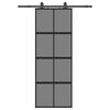 vidaXL Porta Scorrevole Set Ferramenta Nera 76x205 cm Vetro Temperato