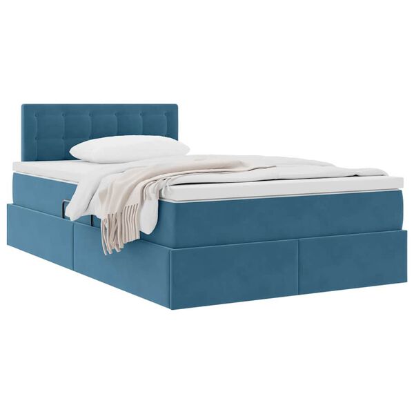 vidaXL Letto con Contenitore con materasso Blu 120 x 190 cm Velluto
