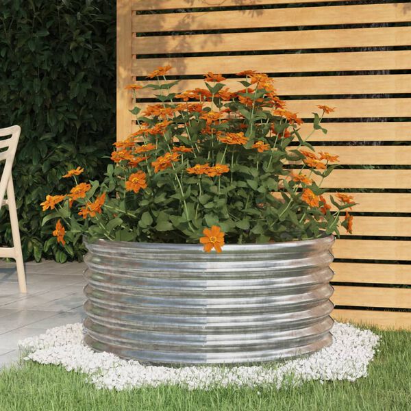 vidaXL Vaso Giardino Acciaio Zincato 80x80x36 cm Argento