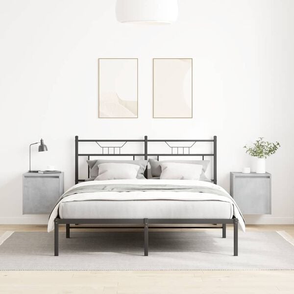 vidaXL Comodini a Muro 2 pz Grigio Cemento 38x34x40 cm