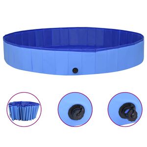 vidaXL Piscina per Cani Pieghevole Blu 300x40 cm in PVC