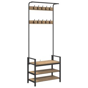 vidaXL Appendiabiti Rovere artigianale 75 x 34 x 184 cm