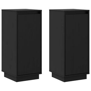 vidaXL Credenze 2 pz Nere 31,5x34x75 cm in Legno Massello di Pino