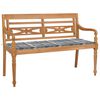 vidaXL Panchina Batavia Cuscino a Quadri Grigio 120cm Teak Massello