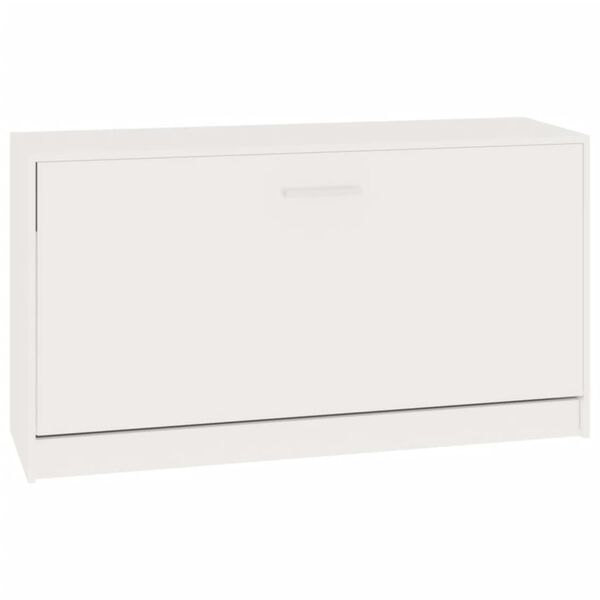 vidaXL Panca Scarpiera Bianco Lucido 80x24x45 cm in Legno di Argilla