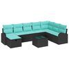 vidaXL Set Divano da Giardino 9 pz Nero polyrattan