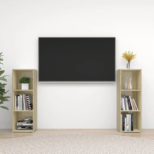 vidaXL Mobili TV 2 pz Rovere Sonoma 107x35x37 cm in Legno Multistrato