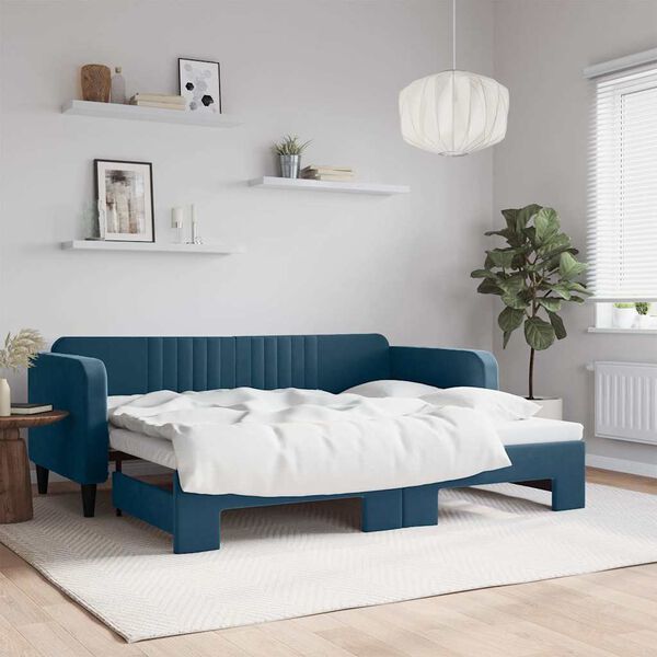 vidaXL Divano Letto con Letto Estraibile Blu 90x200 cm in Velluto